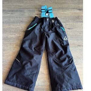 Gerry Kids Black Ski Snow Bib Pants with Blue Straps Size XS  5/6